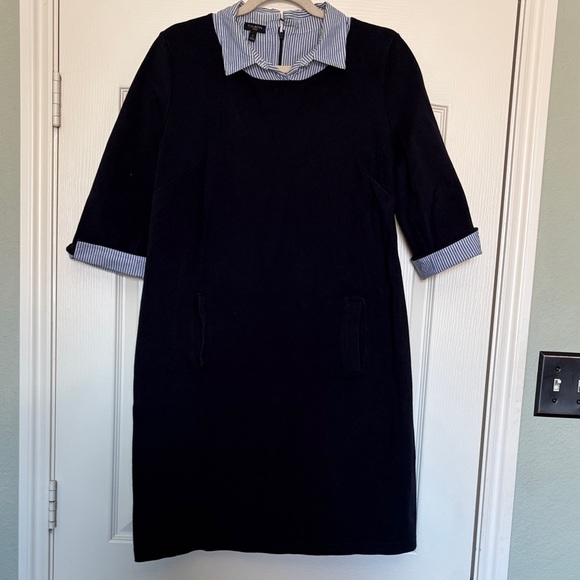 Talbots Dresses & Skirts - Talbots Navy Dress with Blue-White Stripe Collar
